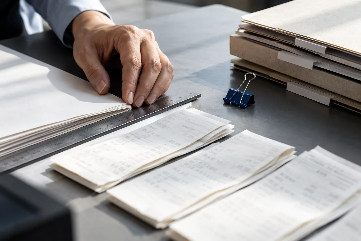 Illustrative paper evidence arranged for verification