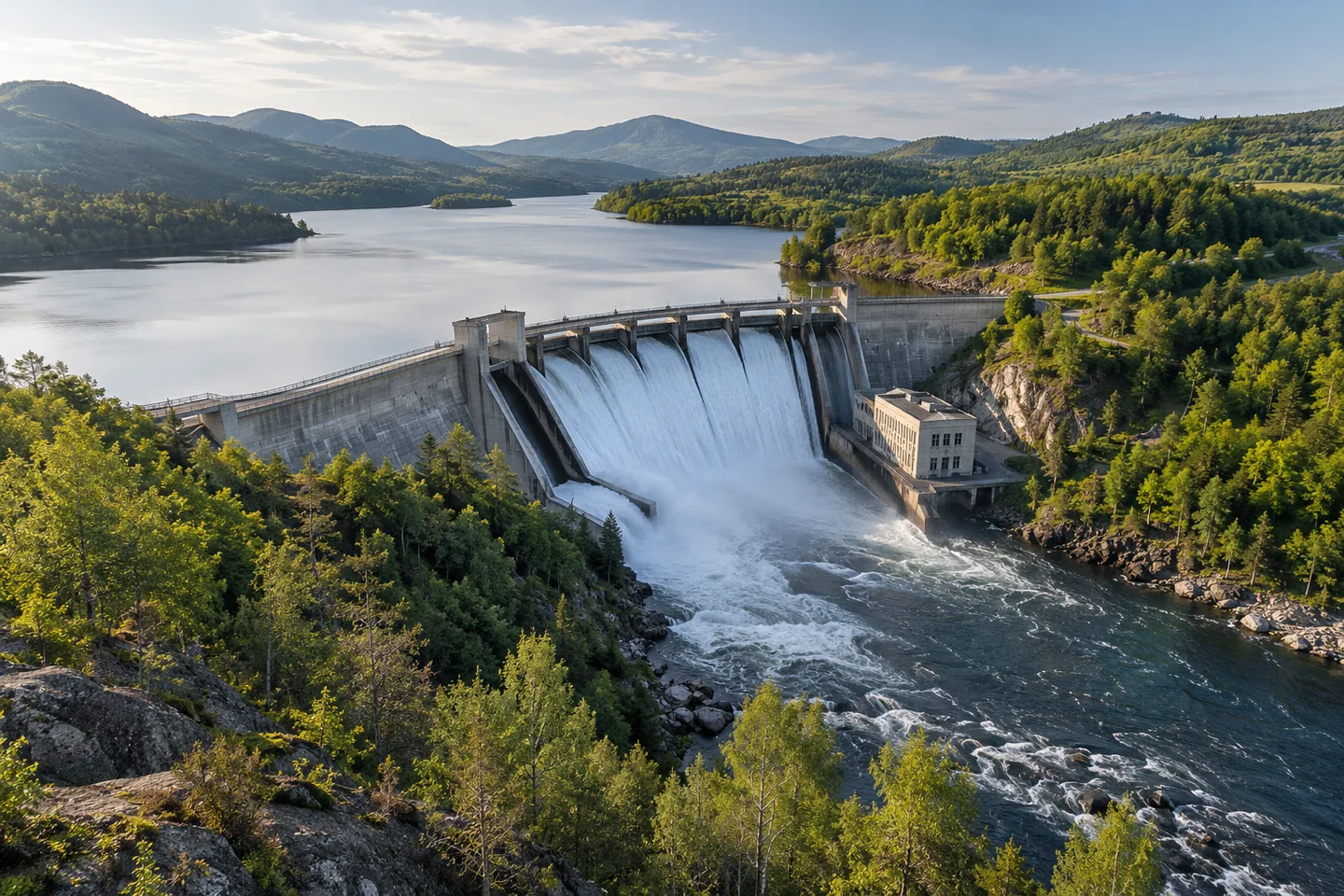 Illustrative hydroelectric installation in a river valley